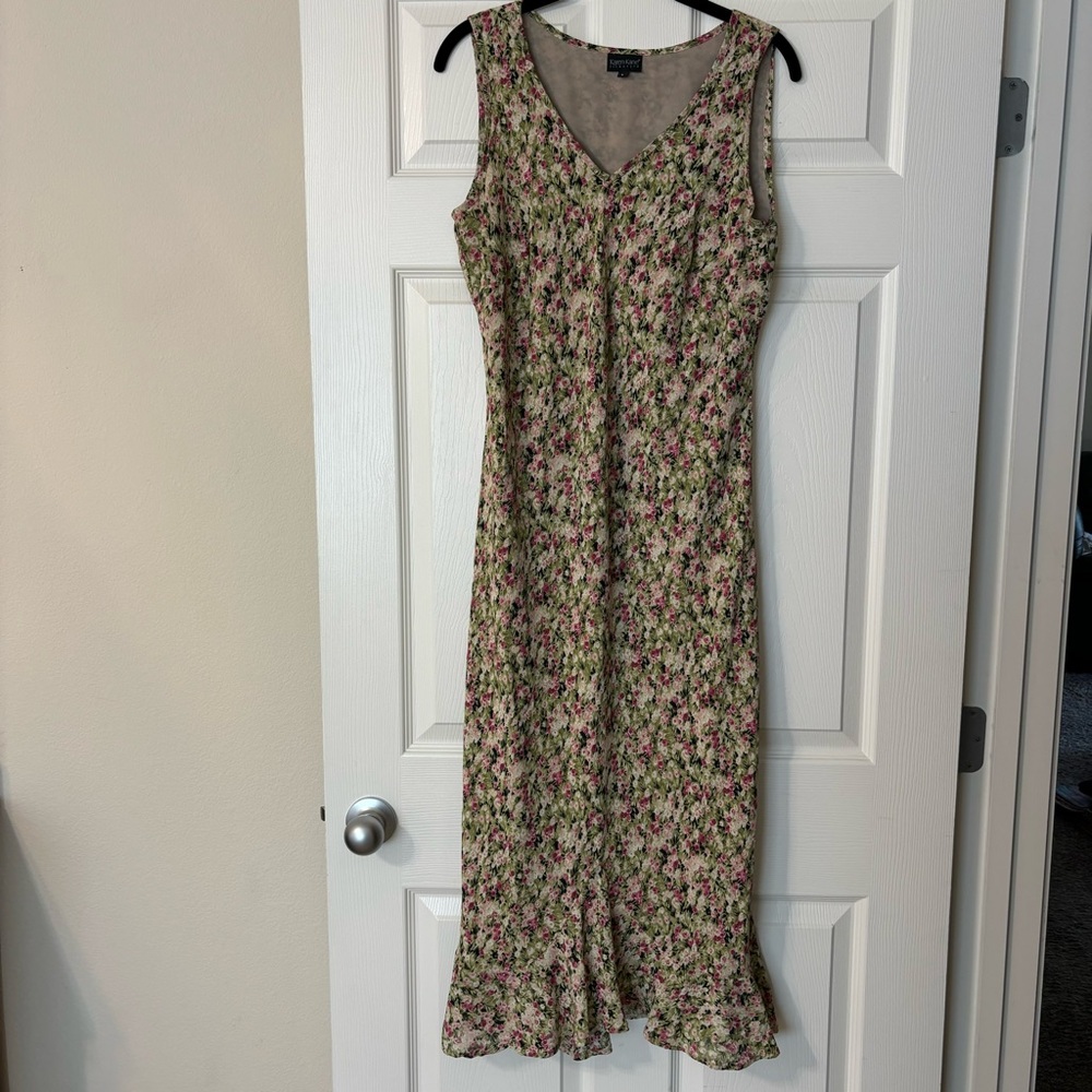 KAREN KANE Lifestyle Vintage Floral Sleeveless Lined Maxi Dress Size L